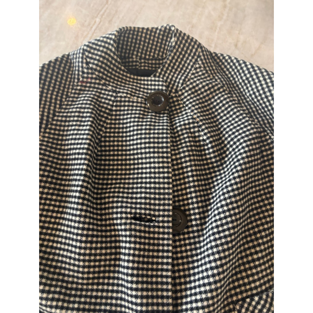 Women's Vintagr Black White Houndstooth Pea Coat M